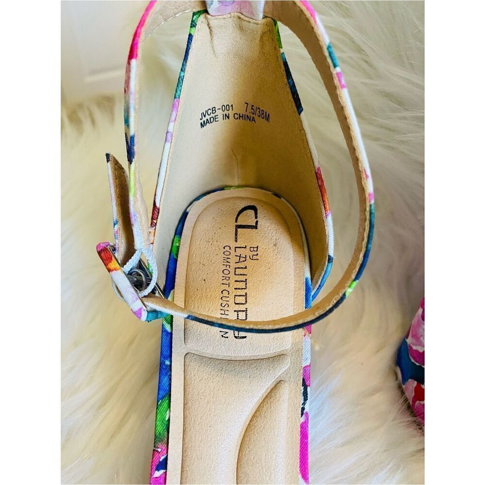 🛍️ Chinese Laundry Floral Ankle-Strap Heels - Multi Color. Size 7.5 - Picture 4 of 10